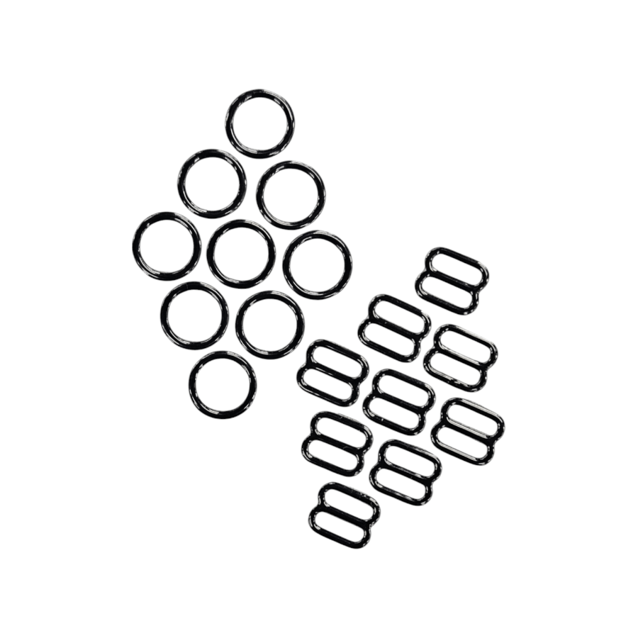 BRA ACCESSORIES Habby Black Bra Sildes/Rings (7905391640665)