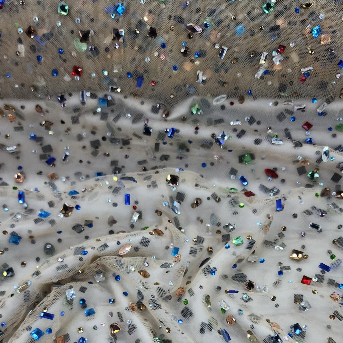 BRIDAL Dress Fabrics Beaded Stone Lace Fabric Gold 120cm (7308669091929)