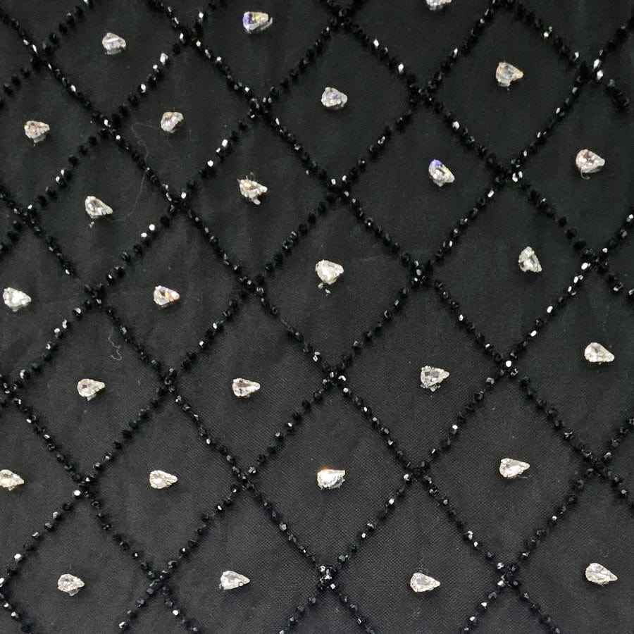 BRIDAL FABRIC Dress Fabric Black and White Bridal Stone Fabric 16056 150cm