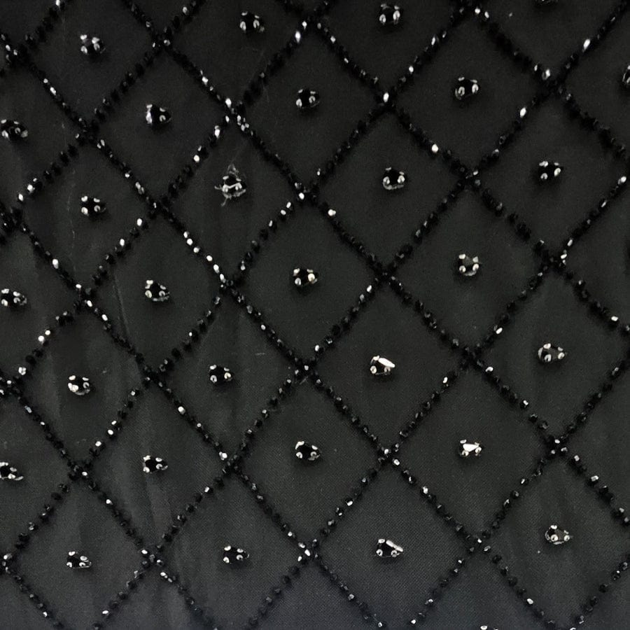 BRIDAL FABRIC Dress Fabric Black Bridal Stone Fabric 16056 150cm