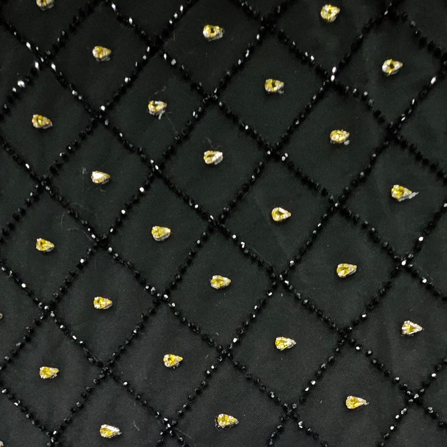 BRIDAL FABRIC Dress Fabric Black Pearl Bridal Stone Fabric 16056 150cm