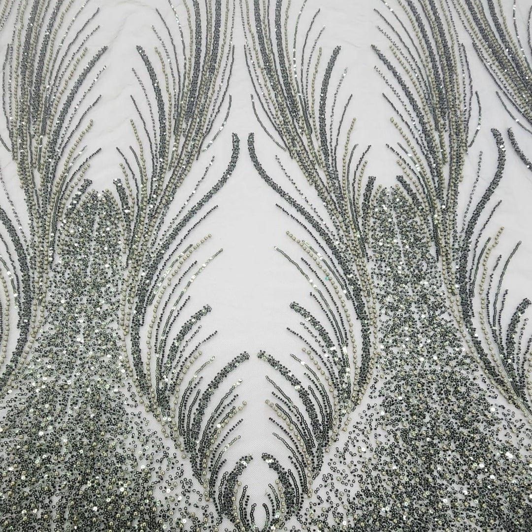 BRIDAL FABRIC Dress Fabrics Beaded Bridal Lace Fabric Amber 130cm