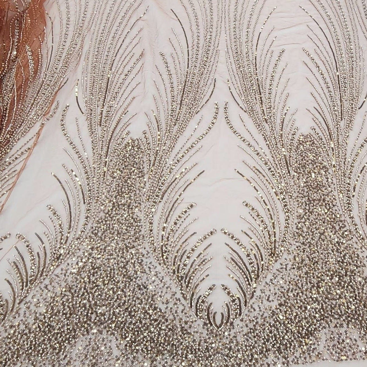 BRIDAL FABRIC Dress Fabrics Beaded Bridal Lace Fabric Amber 130cm
