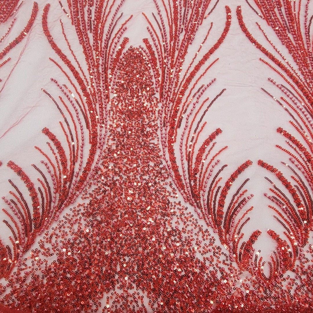 BRIDAL FABRIC Dress Fabrics Beaded Bridal Lace Fabric Amber 130cm