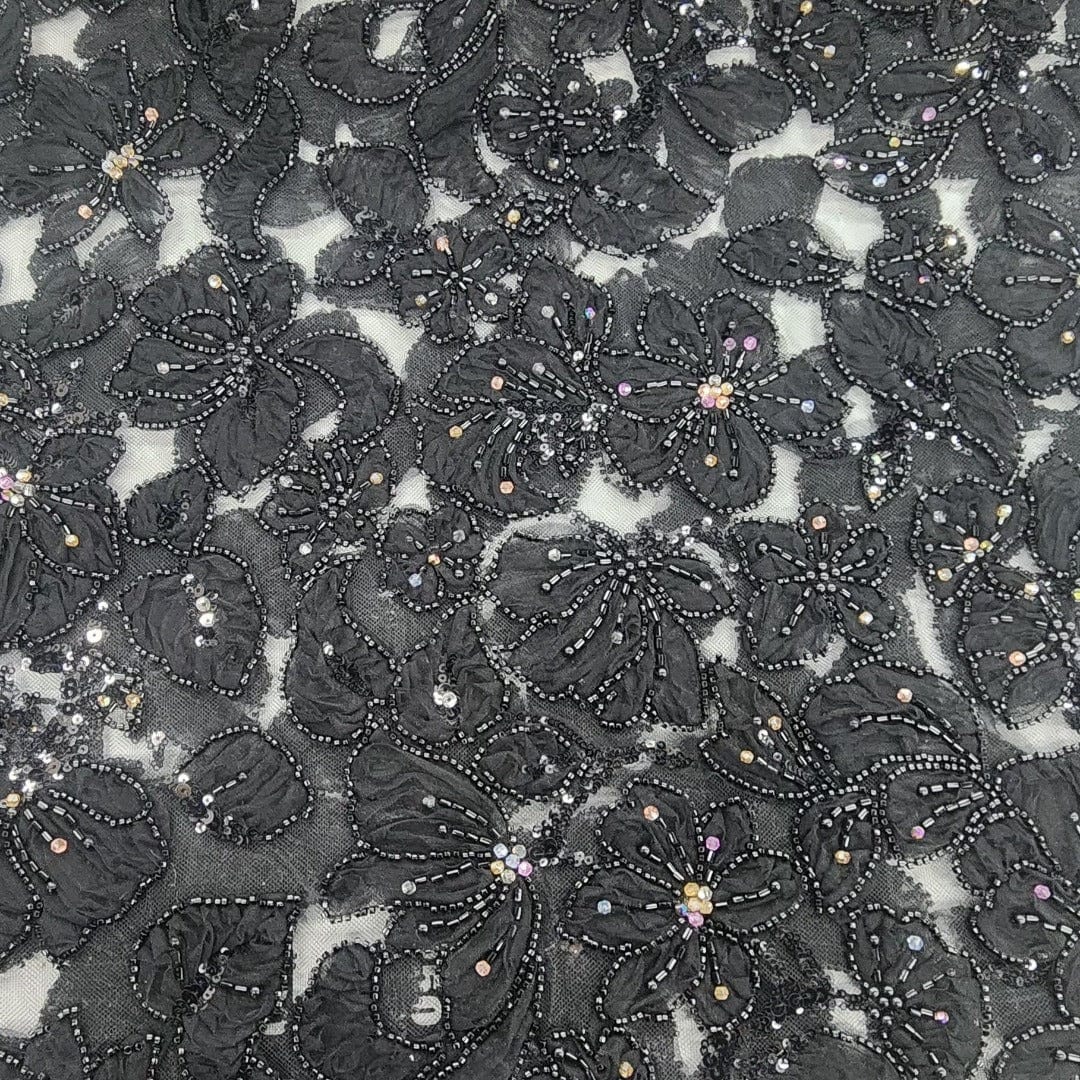 BRIDAL FABRIC Dress Fabrics Black Bridal Lace Fabric Riley 130cm (7526727549017)