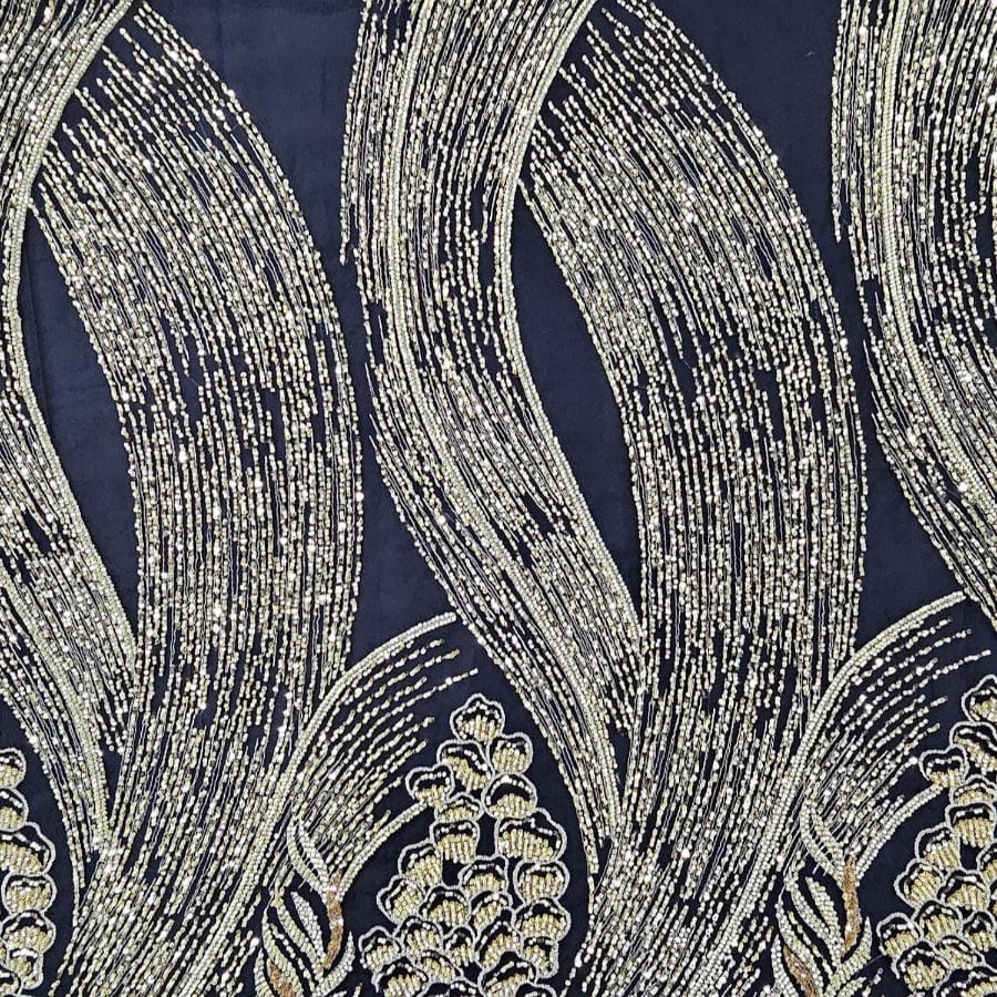 BRIDAL FABRIC Dress Fabrics Black net & Gold Bridal Fabric 16063 150cm (7912500887641)