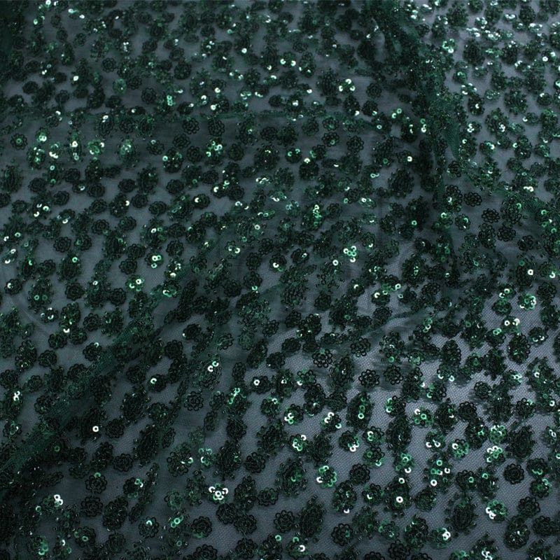 BRIDAL FABRIC Dress Fabrics Bottle Green Beaded Bridal Lace Fabric 130 cm