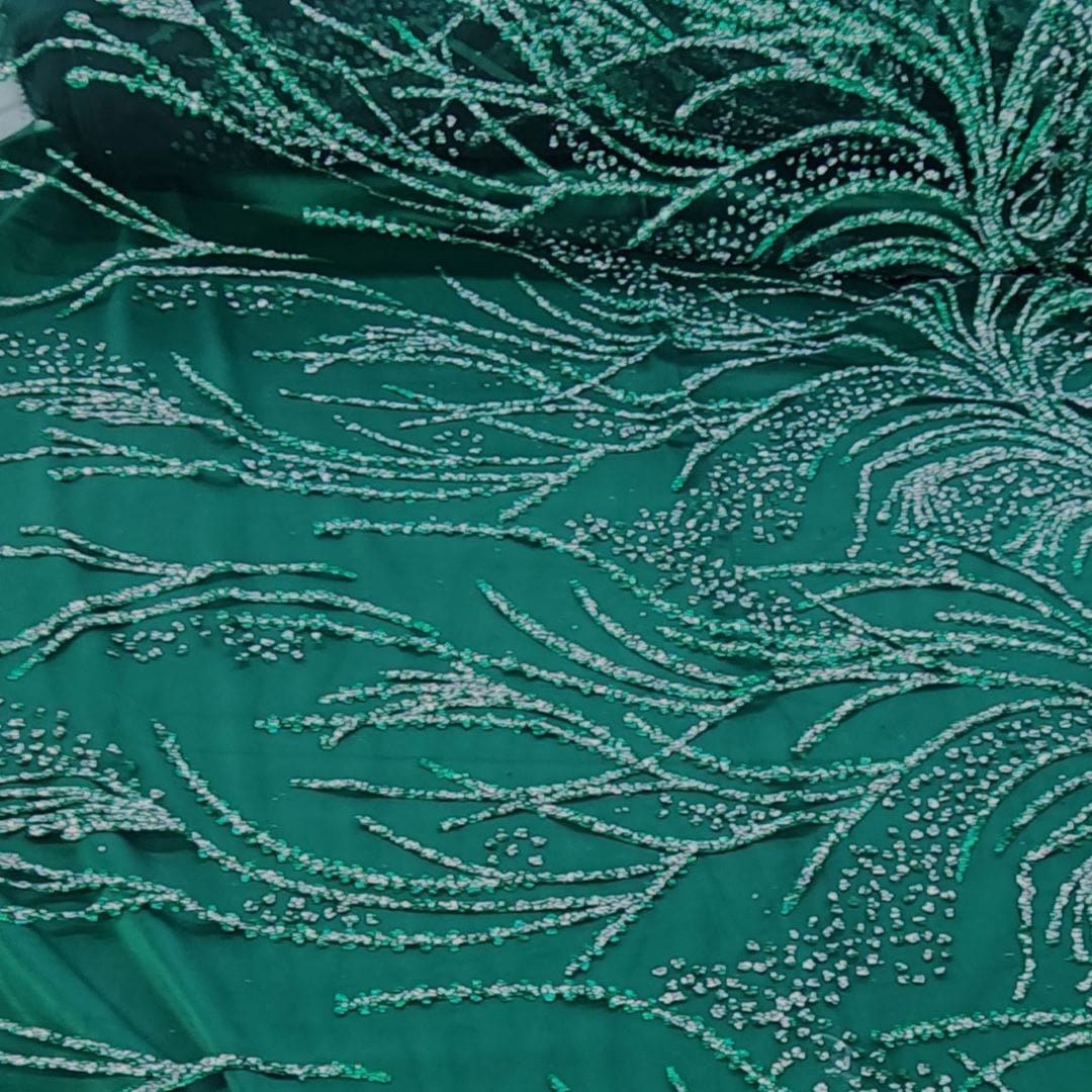 BRIDAL FABRIC Dress Fabrics Caviar Tulle D#3 Fabric Bottle Green 130cm (7416577556569)