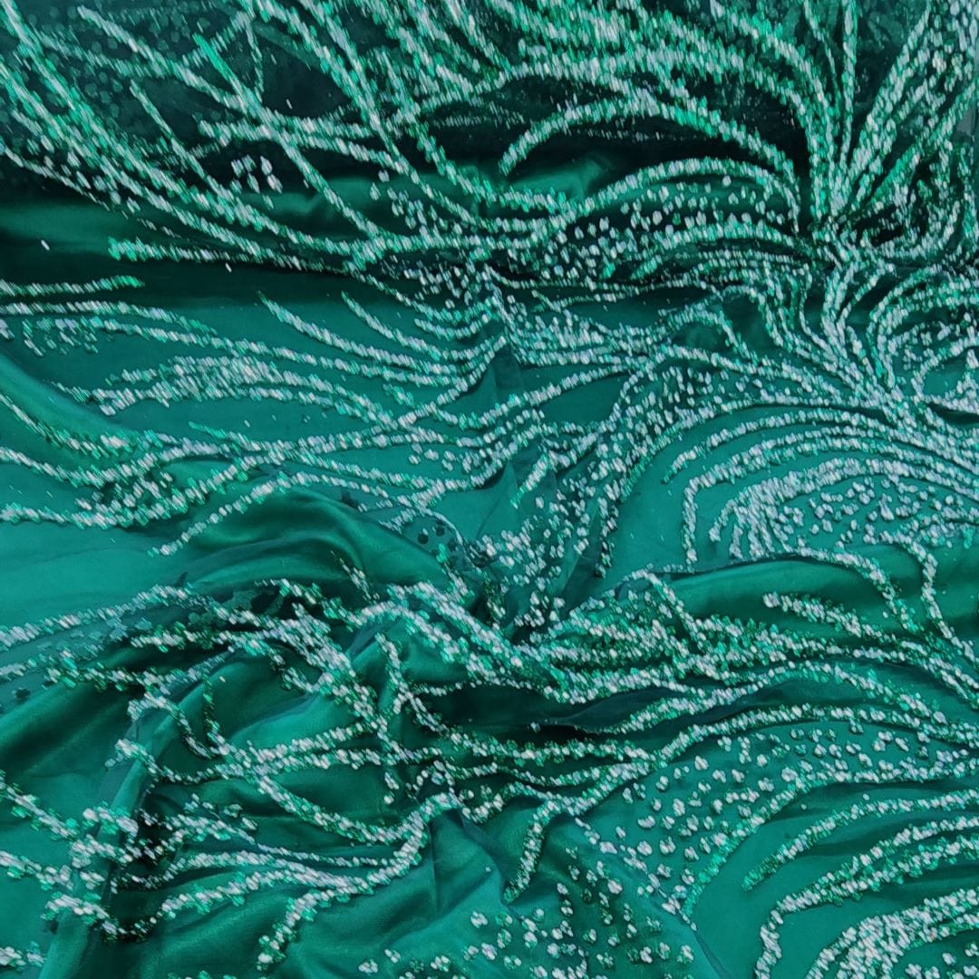 BRIDAL FABRIC Dress Fabrics Caviar Tulle D#3 Fabric Bottle Green 130cm (7416577556569)
