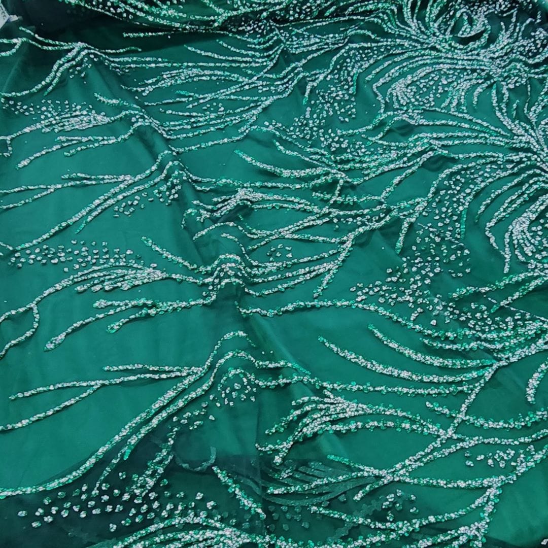 BRIDAL FABRIC Dress Fabrics Caviar Tulle D#3 Fabric Bottle Green 130cm (7416577556569)