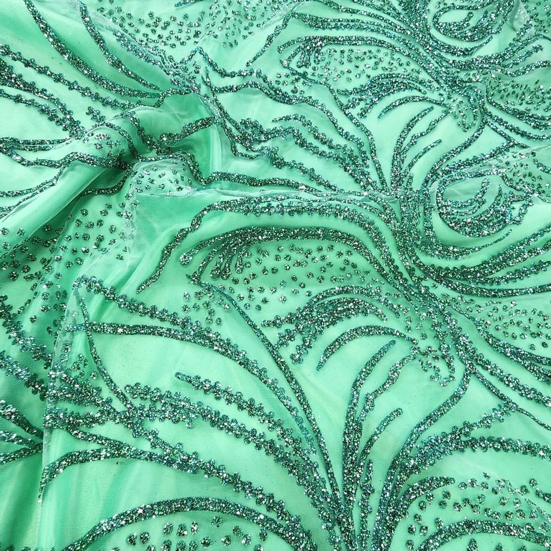 BRIDAL FABRIC Dress Fabrics Caviar Tulle D#3 Fabric Mint 130cm (7416577687641)