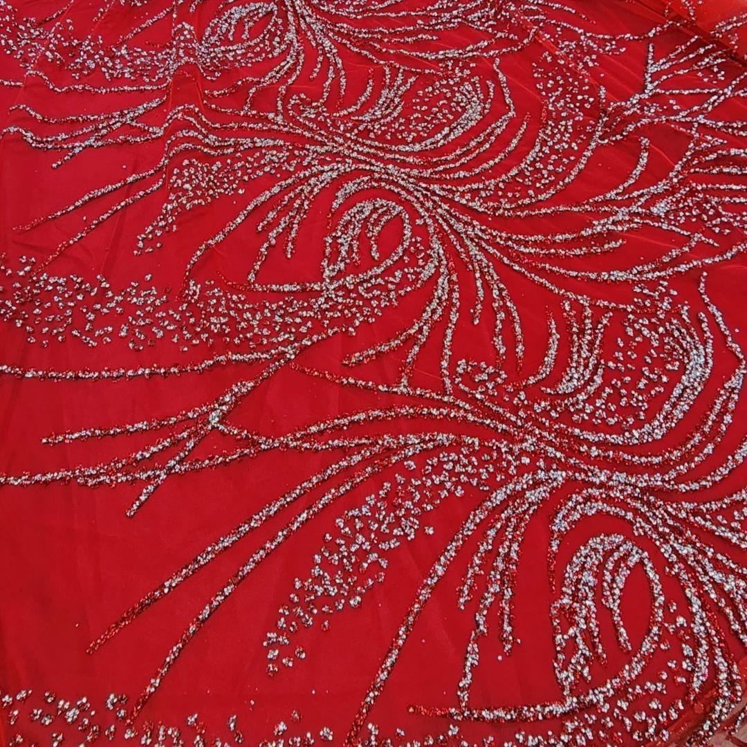 BRIDAL FABRIC Dress Fabrics Caviar Tulle D#3 Fabric Red 130cm (7416577622105)