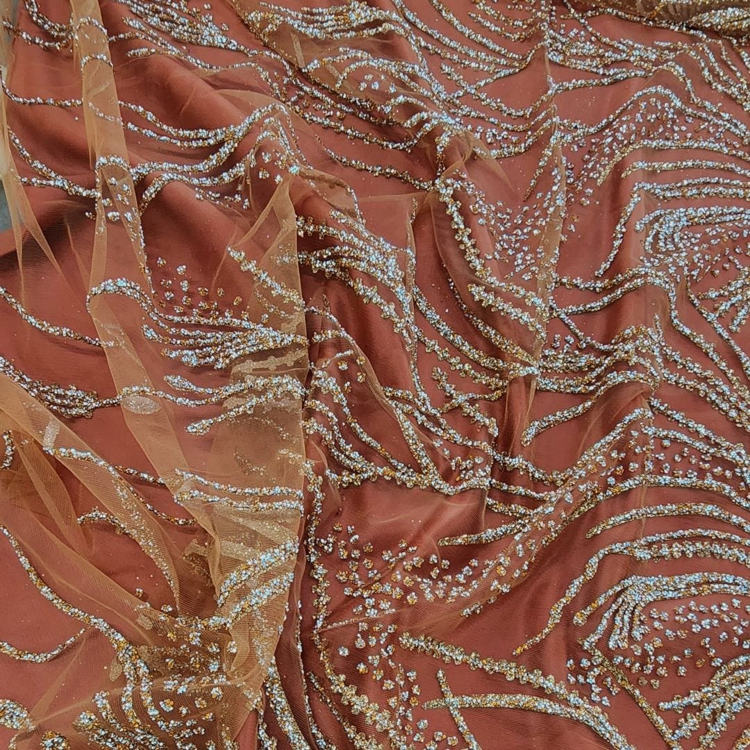 BRIDAL FABRIC Dress Fabrics Caviar Tulle D#3 Fabric Rust 130cm (7416584732761)