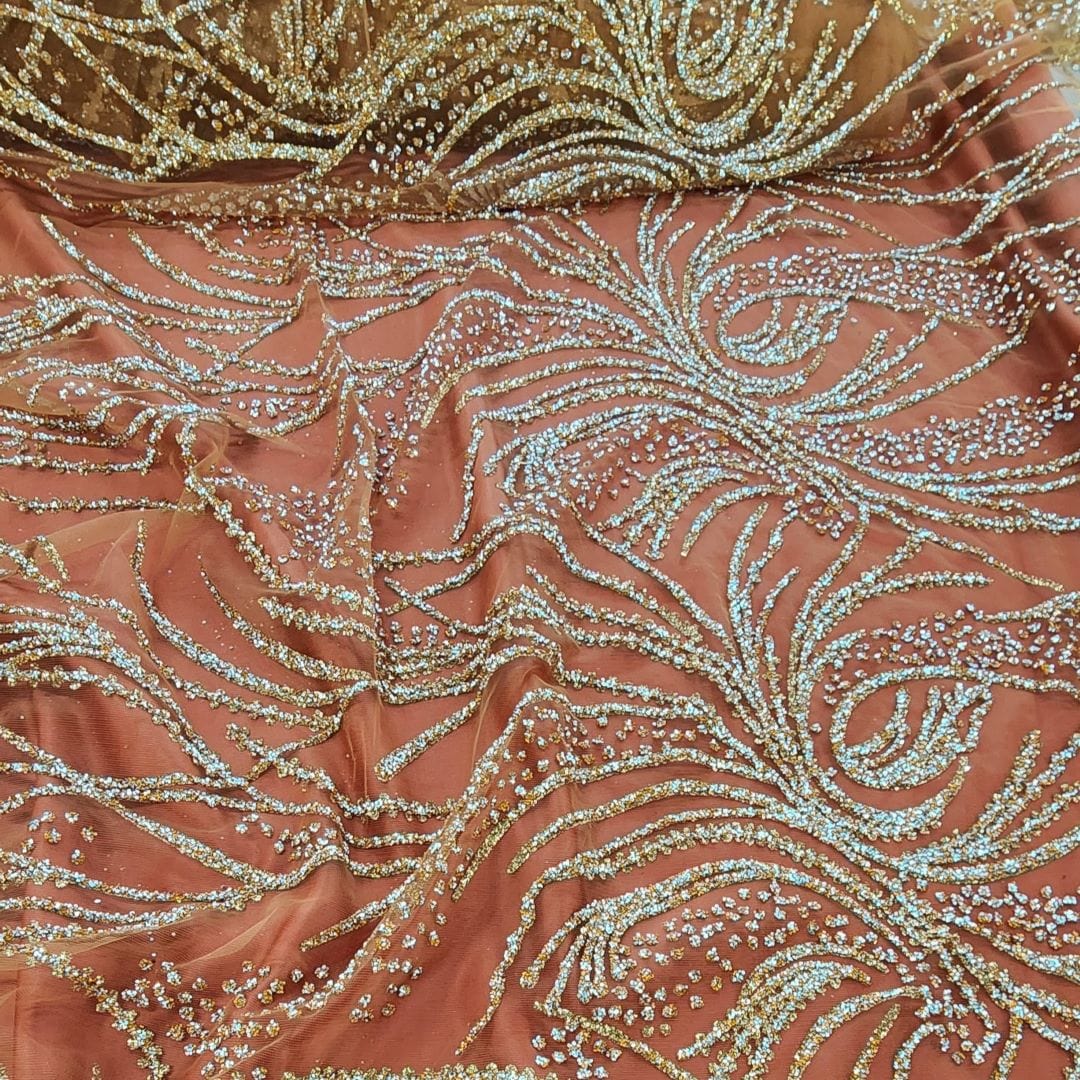 BRIDAL FABRIC Dress Fabrics Caviar Tulle D#3 Fabric Rust 130cm (7416584732761)