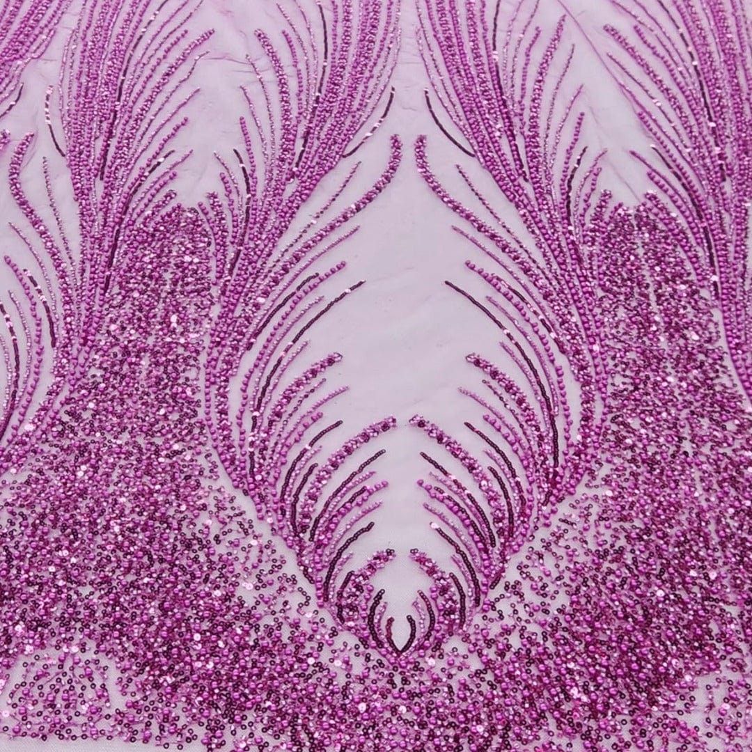 BRIDAL FABRIC Dress Fabrics Fuschia Beaded Bridal Lace Fabric Amber 130cm