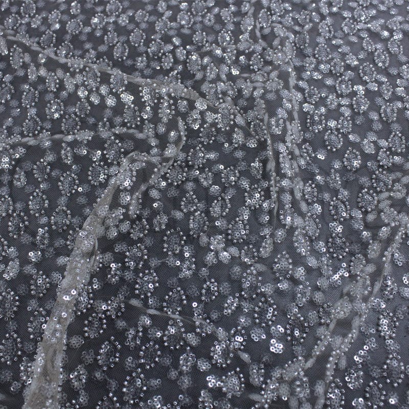 BRIDAL FABRIC Dress Fabrics Nude Beaded Bridal Lace Fabric 130 cm