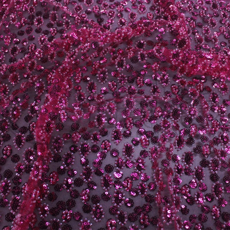 BRIDAL FABRIC Dress Fabrics Pink Beaded Bridal Lace Fabric 130 cm