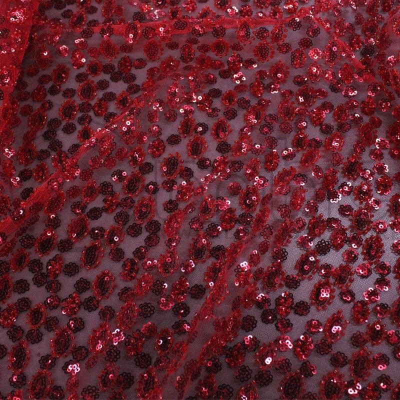 BRIDAL FABRIC Dress Fabrics Red Beaded Bridal Lace Fabric 130 cm