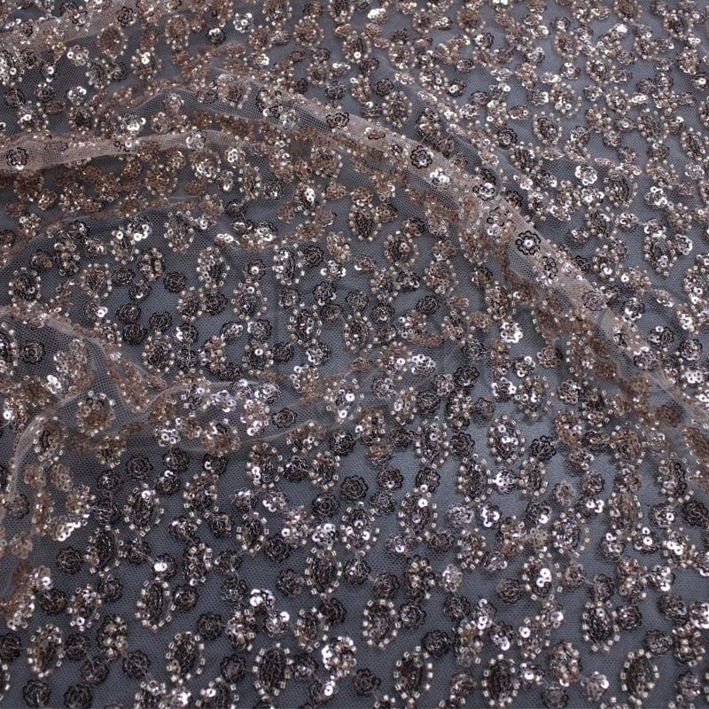 BRIDAL FABRIC Dress Fabrics Rose Gold Beaded Bridal Lace Fabric 130 cm