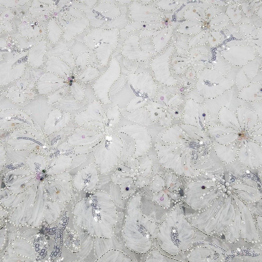 BRIDAL FABRIC Dress Fabrics White Bridal Lace Fabric Riley 130cm (7526727549017)