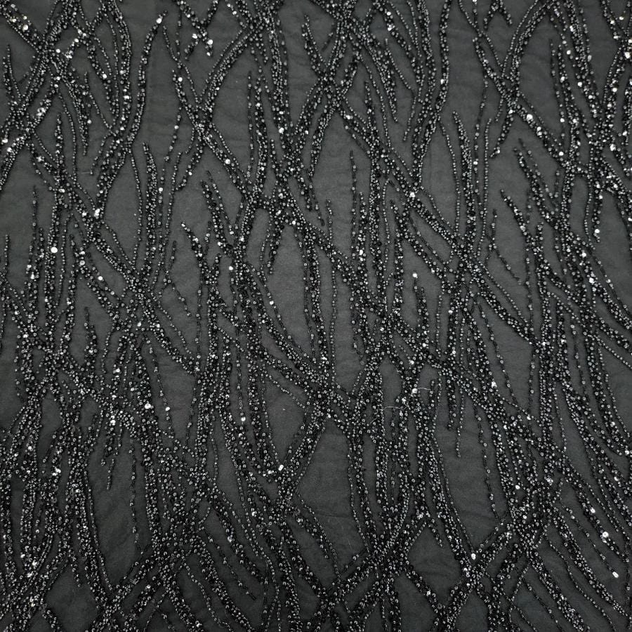 BRIDAL LACE Dress Fabrics Black Jenner Sequin 150cm (7799178723417)