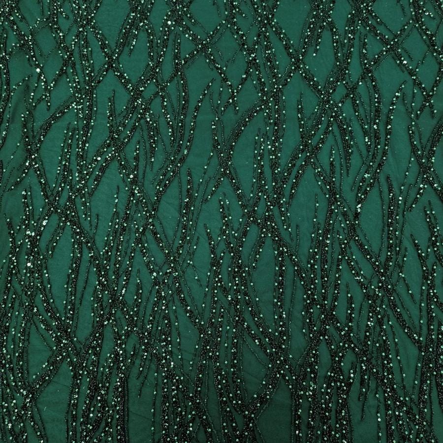 BRIDAL LACE Dress Fabrics Bottle Green Jenner Sequin 150cm (7799178723417)
