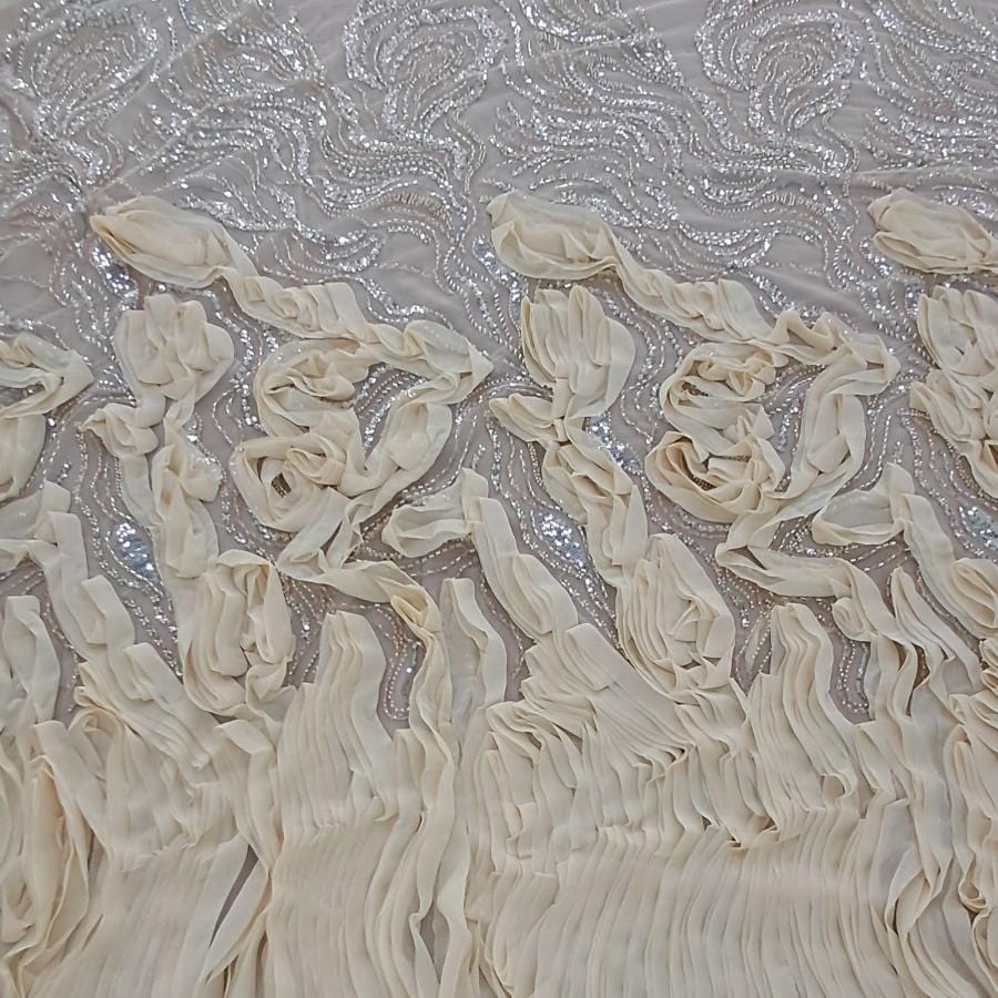 BRIDAL LACE Dress Fabrics Champagne Maya Evening Wear 150cm