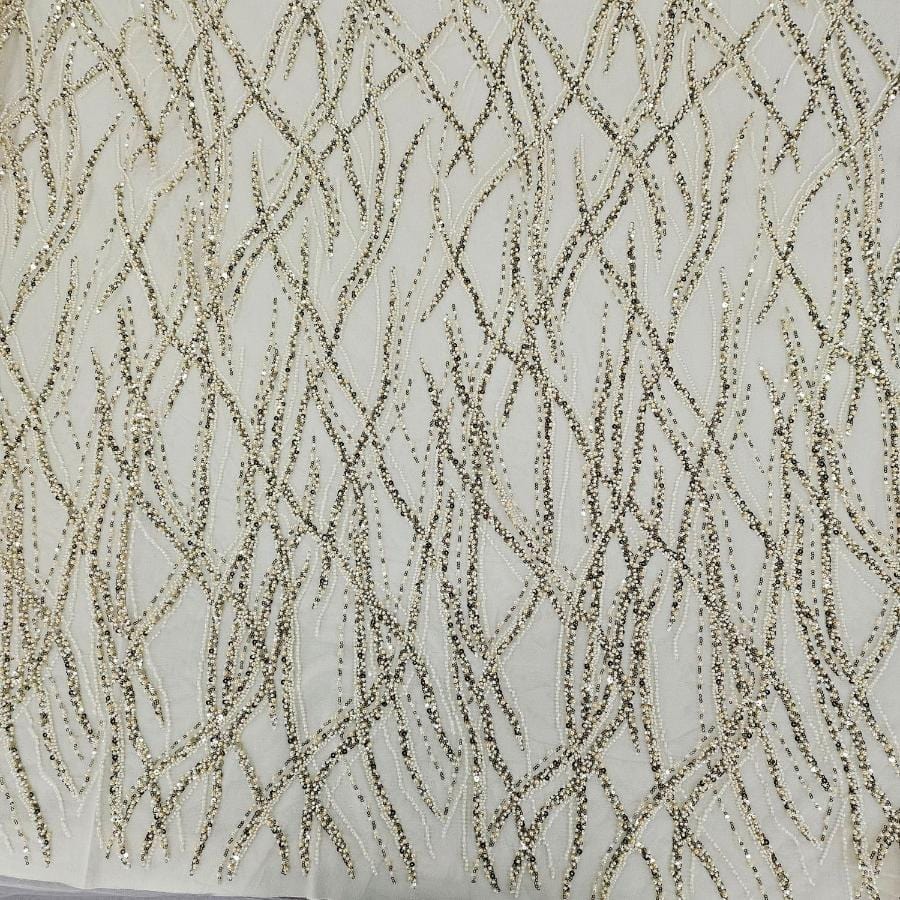 BRIDAL LACE Dress Fabrics Champaigne Jenner Sequin 150cm (7799178723417)
