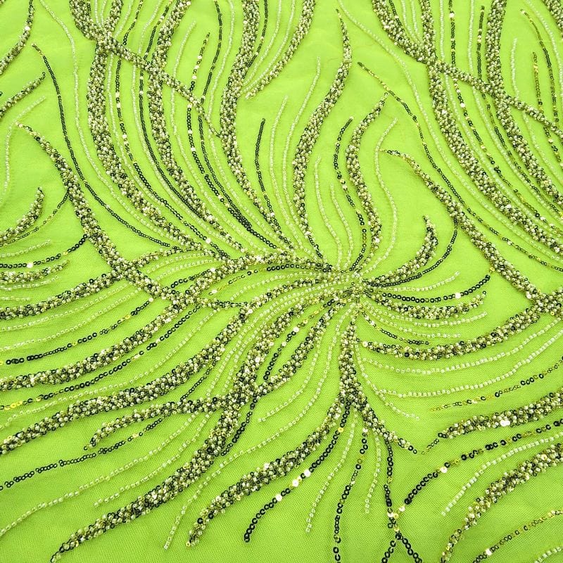 BRIDAL LACE Dress Fabrics Kenzi Beaded Lace Fabric Yellow 130cm (7478111666265)