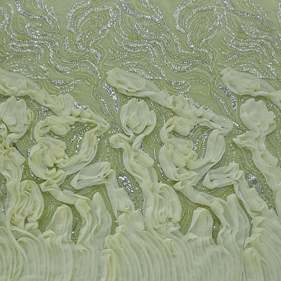 BRIDAL LACE Dress Fabrics Pale Yellow Maya Evening Wear 150cm