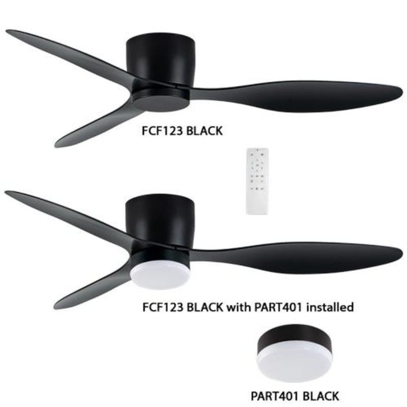 Bright Star Ceiling Fan Brightstar FCF123 BLACK 3 Blade 35W Copper Coil DC Motor Ceiling Fan with Remote Contol with 6 Speed Control Black
