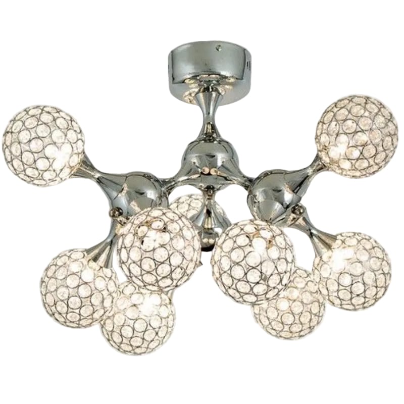 Bright Star Ceiling Fitting Brightstar CF314/9 CRYSTAL Polished Chrome Ceiling Fitting with Crystals