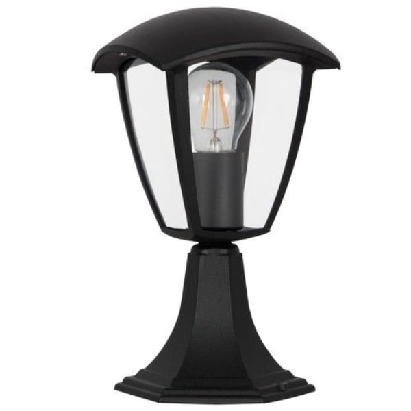 Bright Star Lantern Brightstar L362 BLACK 4 Panel Pillar Die Cast Aluminium and Clear Polycarbonate Cover Post and Pier Black