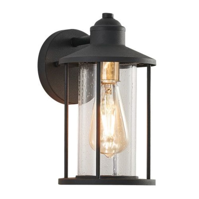 Bright Star Lantern Brightstar L526 BLACK Metal with Clear Speckled Glass, IP54 Outdoor Wall Light