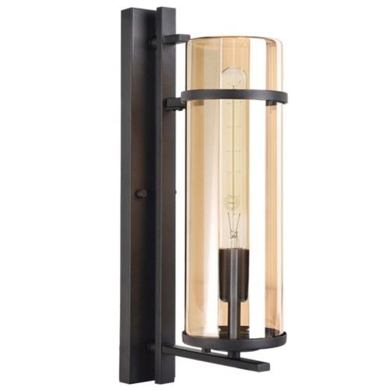Bright Star Lantern Brightstar L585 BLACK Metal with Amber Glass IP54 Outdoor Wall Light Black