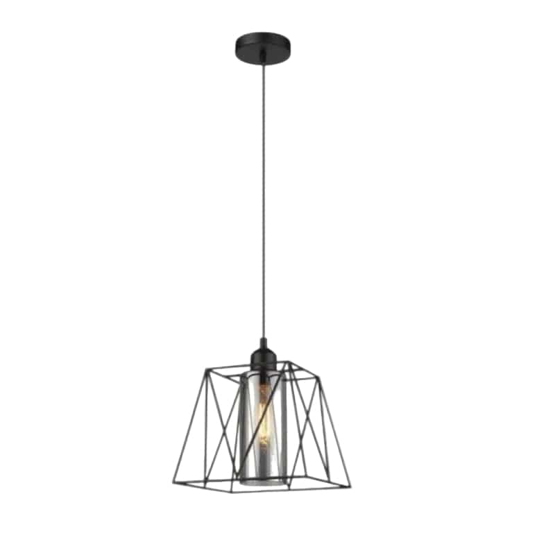 Brightstar PEN201 BLACK Metal Pendant with Smoke Colour Inner Glass Black