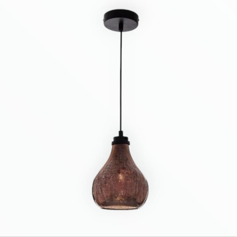 Bright Star PENDANT Brightstar PEN416 ROSE Metal and Rose Copper Colour Glass Pendant Rose Copper