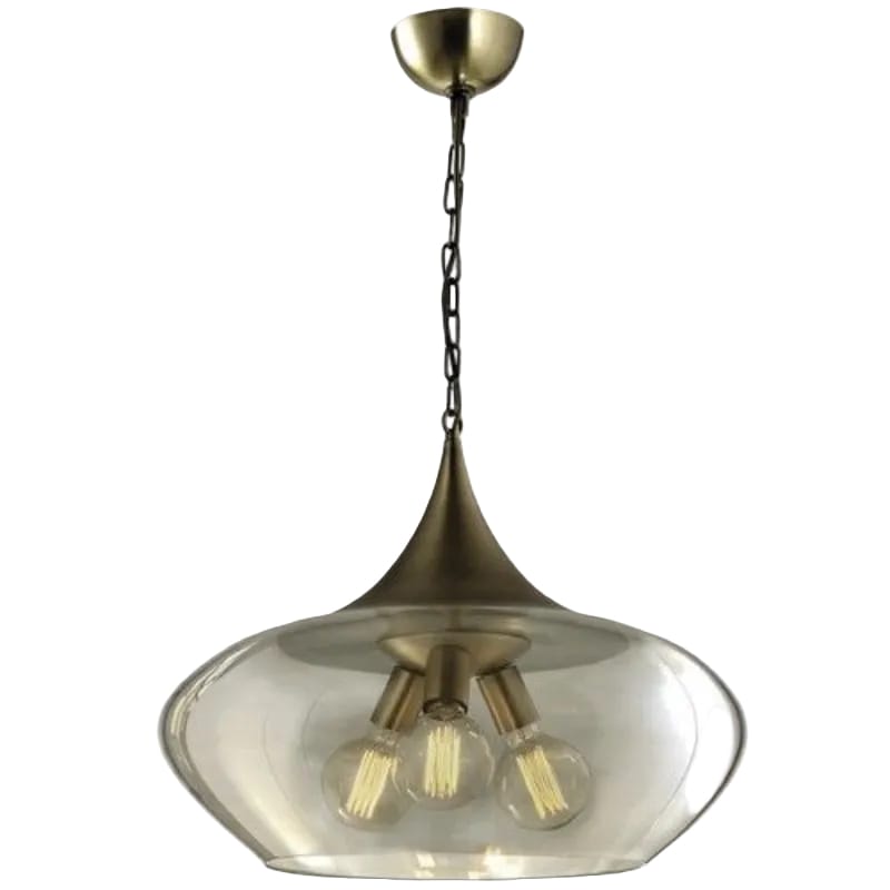 Bright Star PENDANT Brightstar PEN603 COGNAC Metal Pendant with Cognac Colour Glass