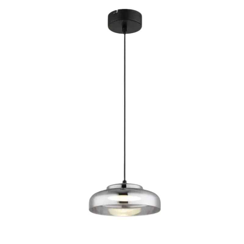 Bright Star PENDANT Brightstar PEN616 COOL 6W LED Metal Pendant with Smoke Colour Glass and PC Diffuser Black