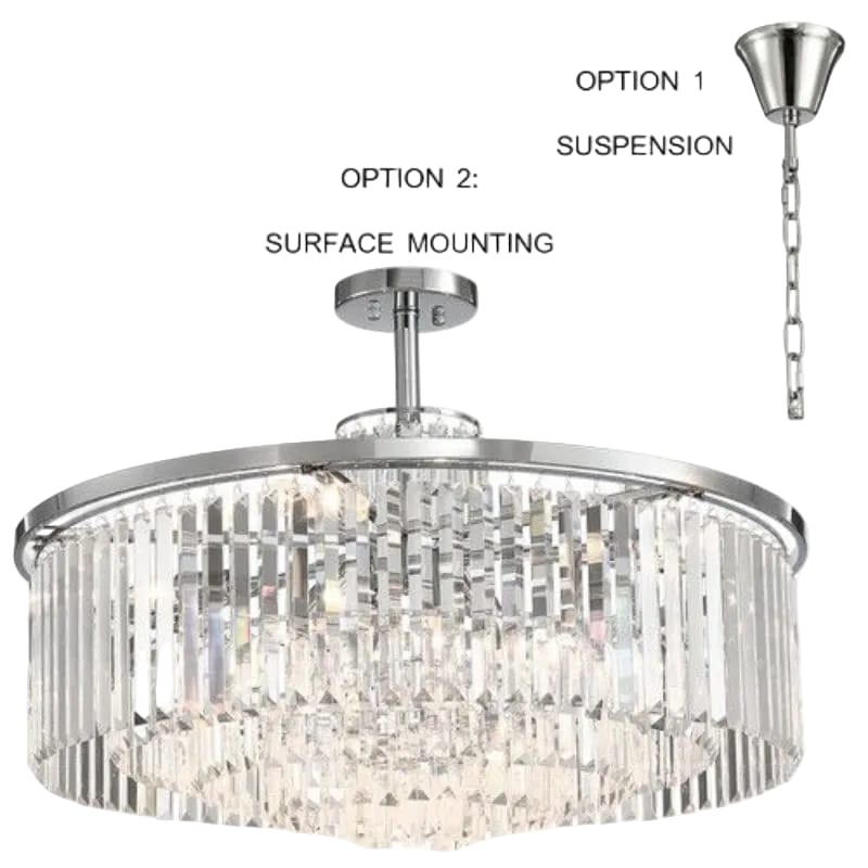 Bright Star PENDANT Brightstar PEN692/8 CRYSTAL Polished Chrome and Crystal Pendant For Both Surface Mounting and Suspension
