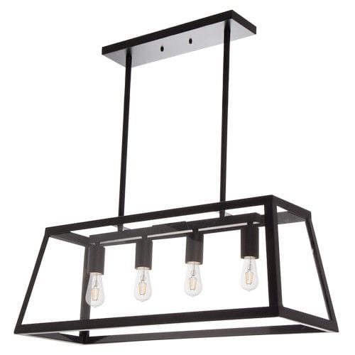 Bright Star PENDANT Brightstar PEN717 BLACK Metal Pendant with 4 Panels of Clear Glass