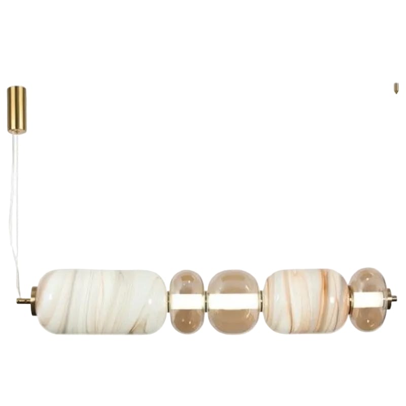 Bright Star PENDANT Brightstar PEN889 CCT 32W LED CCT Dip Switch Metal Pendant with White Marbled Glass and Champagne Colour Glass