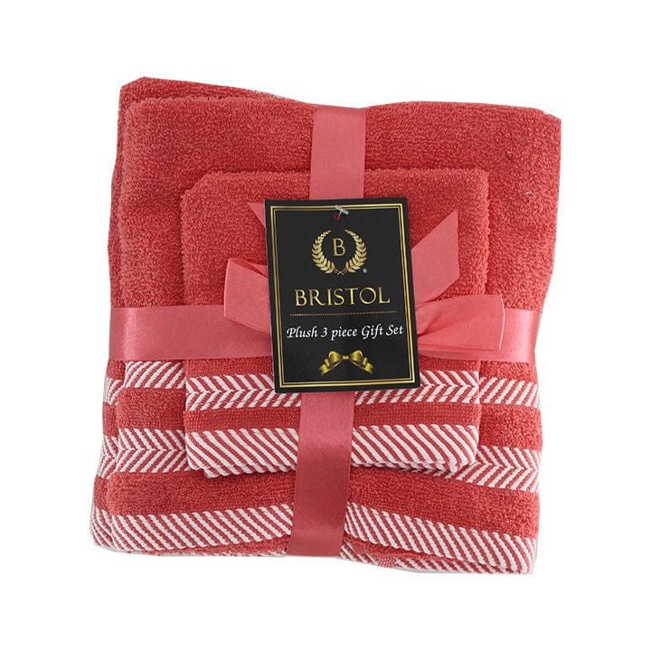 Bristol 100% Cotton Plush Towel Set - 3-Piece Coral