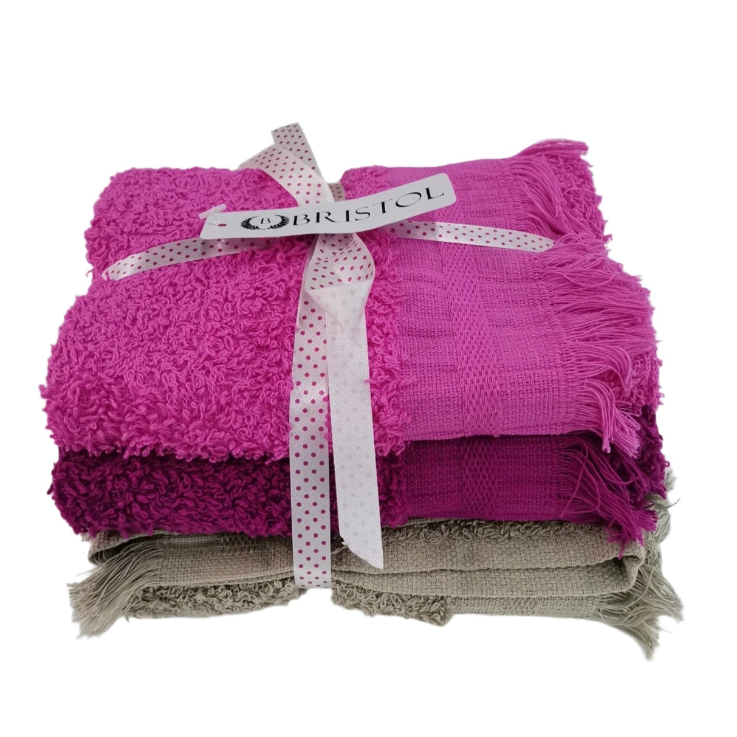 Bristol TOWEL Bristol Fringe Guest Towel 30 x 50cm 3 Pieces (Cerise/Fuschia/Pebble) T5017G (7894399320153)