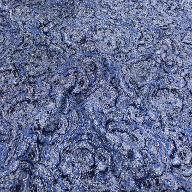 BROCADE dress fabric Power Blue Brocade Floral Embossed Fabric 150 cm