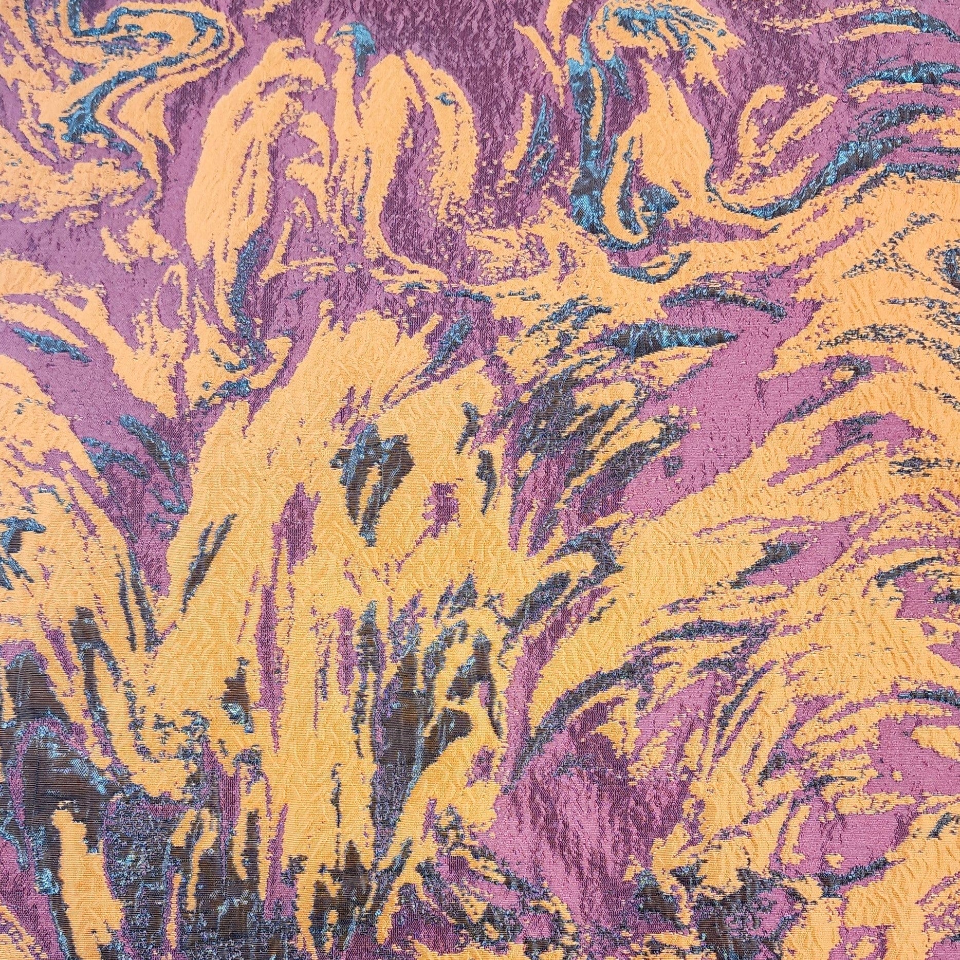 BROCADE Dress Fabrics Abstract Lurex Brocade Fabric Orange 150cm (7490041249881)