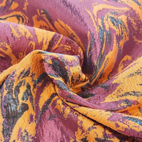 BROCADE Dress Fabrics Abstract Lurex Brocade Fabric Orange 150cm (7490041249881)