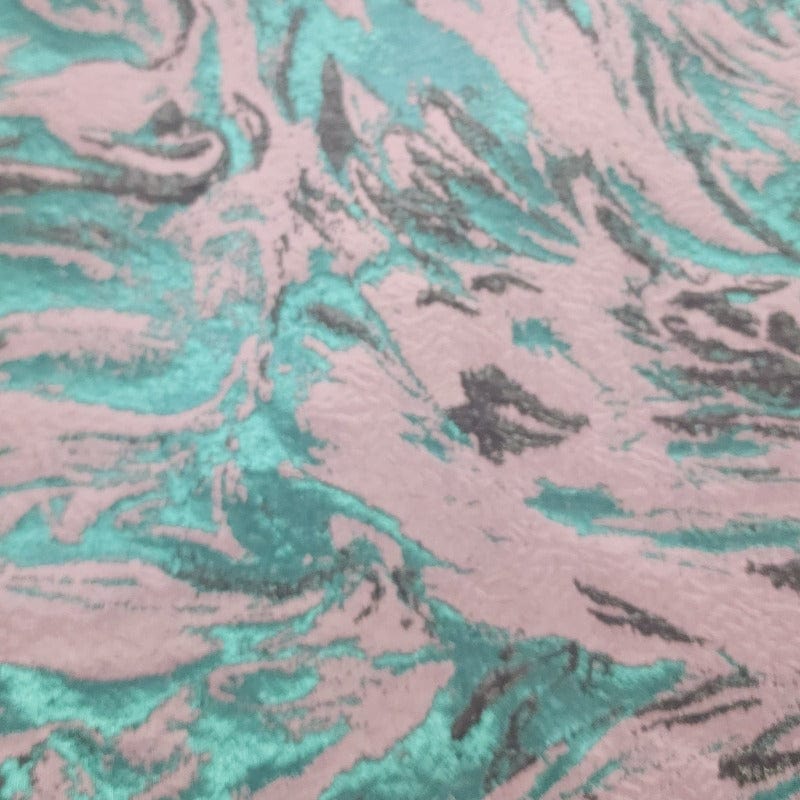 BROCADE Dress Fabrics Abstract Lurex Brocade Fabric Teal Blue/ Pink 150cm (7490037317721)
