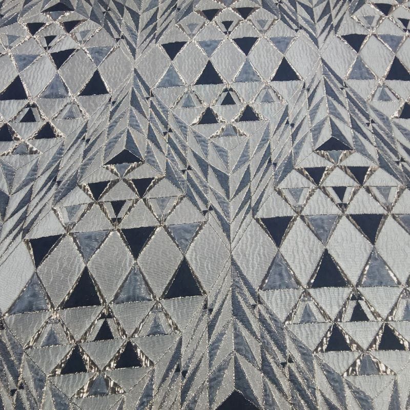 BROCADE Dress Fabrics Alexa Brocade Fabric Grey/Navy 150cm (7475520110681)