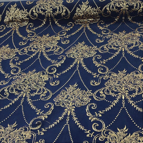 BROCADE Dress Fabrics Brocade Fabric Navy 150cm (7400713879641)